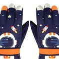 thumbnail image 3 of Guantes de invierno A prueba de viento Cola Impermeable Azul Guantes de esquí, 3 of 5