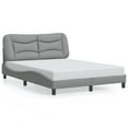 thumbnail image 1 of vidaXL Bed Frame with Headboard Light Grey 137x190 cm Fabric, 1 of 5