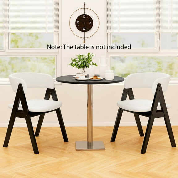 Auranook Dining Chairs Set of 2, Mid-Century Upholstered Kitchen Armchairs w/ Rubber Wood Frame, Padded Seat & Curved Back, Accent Side Chairs for Living Room Restaurant