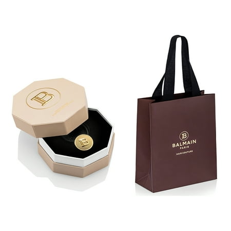 Balmain Limited Edition 14K Gold Plated Elastic Hair Tie with Small LTD Balmain Bag "Elastique Pour Cheveux BSS22"