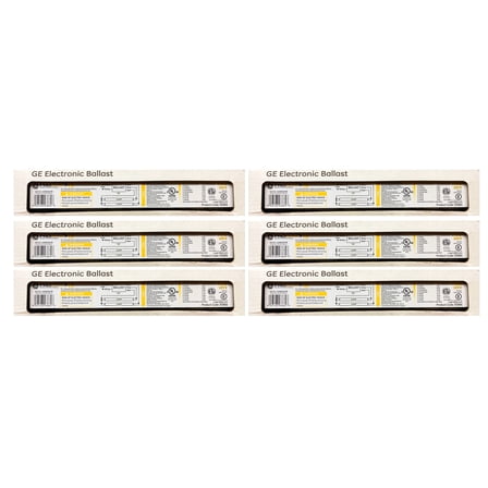 (case of 6) GE 93884 Proline Electronic Ballast GE232-120RESDIYB for T8 fluorescent lamp, 2 lamp ballast, 120V, 2 lights