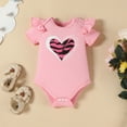 thumbnail image 3 of Newborn Baby Girl Summer Clothes Short Sleeve Heart Print Romper Bodysuit Camo Shorts Headband 3Pcs Set Cute Outfits Kaprioy Girls Summer Outfits, 3 of 6