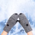 thumbnail image 5 of Guantes de punto cálidos sin dedos para invierno Mitones convertibles cálidos con solapa, 5 of 5