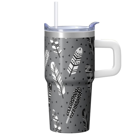 20oz Vacuum Cup with Lid & Straw - Stainless Steel Double Wall Insulated Travel Tumbler, Leakproof Thermal Coffee Mug, Bohemian Design