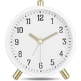thumbnail image 1 of Reloj despertador analógico silencioso Vevor metal moderno blanco con luces decorativas 11 x 5,5 x 13 cm, 1 of 5