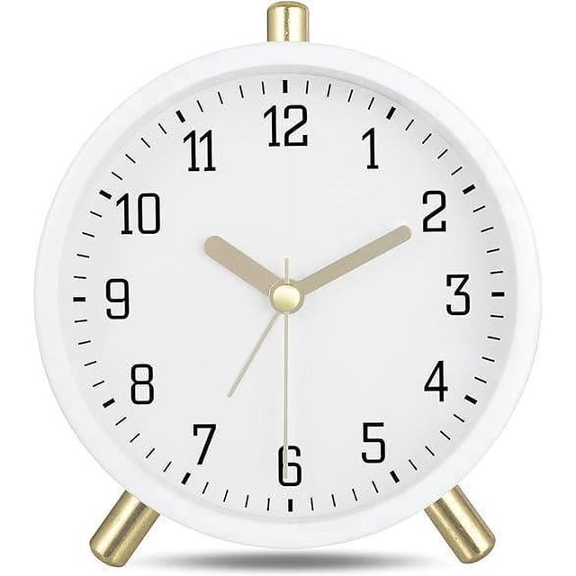 Reloj despertador analógico silencioso Vevor metal moderno blanco con luces decorativas 11 x 5,5 x 13 cm