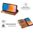 thumbnail image 2 of Nalacover Zipper Wallet Case for iPhone 15 Pro Max with [Credit Card Slots] [Zipper Pocket] Kickstand, Premium PU Leather Flip Cover with [Magnetic Clasp] Shockproof Case, Brown, 2 of 8