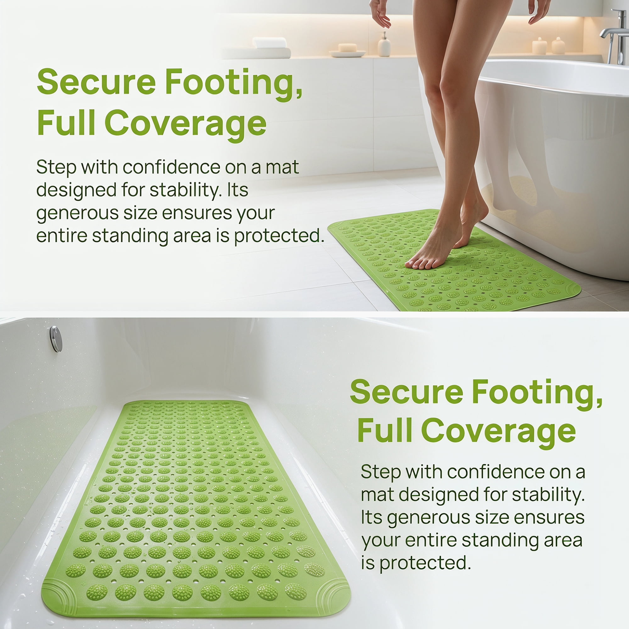 Unique Bargains Quick Dry Machine Washable Bath Tub Mat Fluorescent Green 32" x 16"