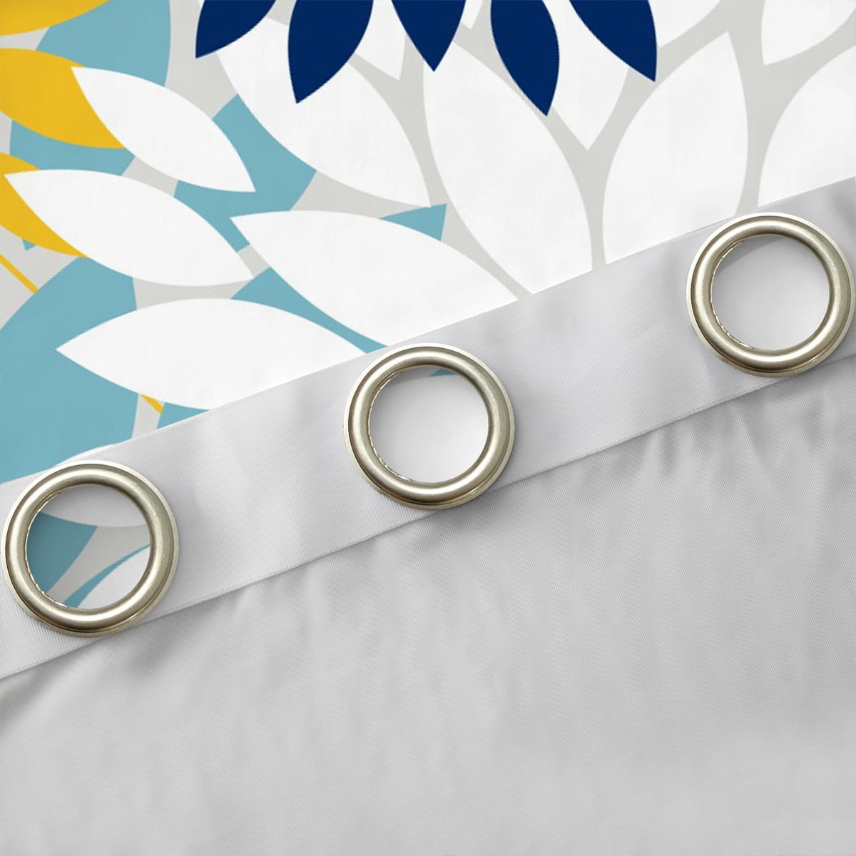 Manfei Floral Dahlia Curtains Pack of 2 (42x63),Geometric Geometric Flower Black Out Curtains,Blue Yellow White Curtains for Living Room,Microfiber Bedroom Decor
