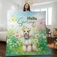 thumbnail image 2 of Poodle Hello Spring Time Flower Floral Nature Quilt Blanket Poodles Dog Lover Gifts Idea Cozy Comforter Throw Blanket - 02031, 2 of 5