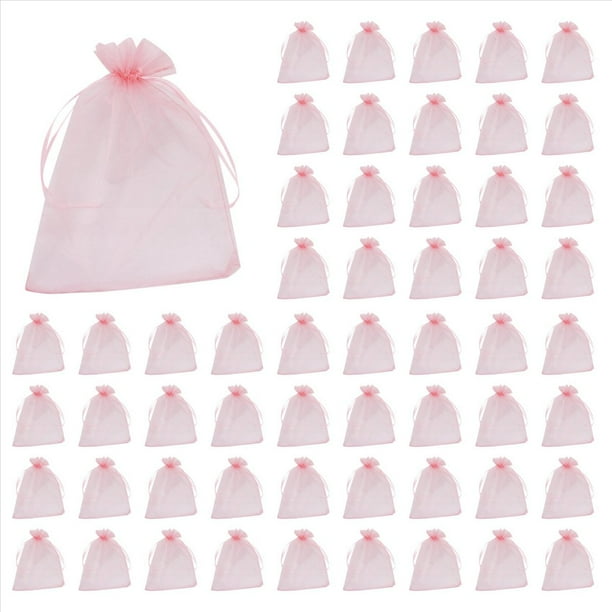 Bolsas de Organza Grandes de 400 Piezas Rosa Rubor, Bolsas de Regalo de de 17 X 23 cm Bolsas de JoyeríA con Cordón para Bodas de Navidad