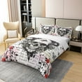 thumbnail image 2 of 100% Cotton Sketch Skull King Duvet Cover 3 Pcs Gray Rose Snake Wild Animal Bedding Set Teens Adults Retro Flowers Exotic Eye Wild Butterfly Comforter Cover,2 Pillowcases(No Comforter), 2 of 6