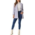 thumbnail image 2 of INSPIRE CHIC Women's Coat Solid Color Notched Lapel Single Breasted Winter Peacoat Dusty Purple M, 2 of 5