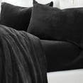 thumbnail image 3 of Great Bay Home Solid Velvet Plush Warm and Cozy Fleece Sheet Set (Queen, Black), 3 of 7