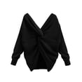 thumbnail image 1 of Suéter de mujer con cuello en V y espalda anudada, manga larga, algodón, camisa de tejer, negro Advancent AP001350-01, 1 of 6