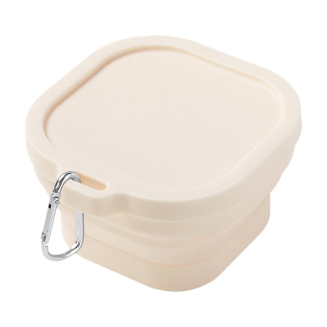 Tazón plegable Recipiente de almacenamiento de alimentos portátiles para la mochila para estudiantes de cocina Beige