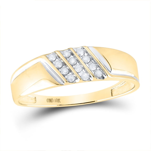 10kt Yellow Gold Mens Round Diamond Wedding Band Ring 1/8 Cttw