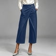 thumbnail image 2 of Erwazi Palazzo Denim Capri Pants for Women Button Waistband Loose Casual Trendy High Waist Jeans Capris with Pocket, 2 of 8
