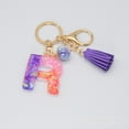 thumbnail image 2 of Resin Glittering Letter Keychain, Color Stitching with Flowing Soverell, Purple Drop Glue, English Character Key Chain, 26 Letters Available, 2 of 5