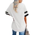 thumbnail image 4 of Womens T Shirts Loose Fit Short Sleeve Tees with White Striped Sleeves Casual Loose Crew Neck Tee Summer Lightweight Girls Outfits Clothes, 4 of 5