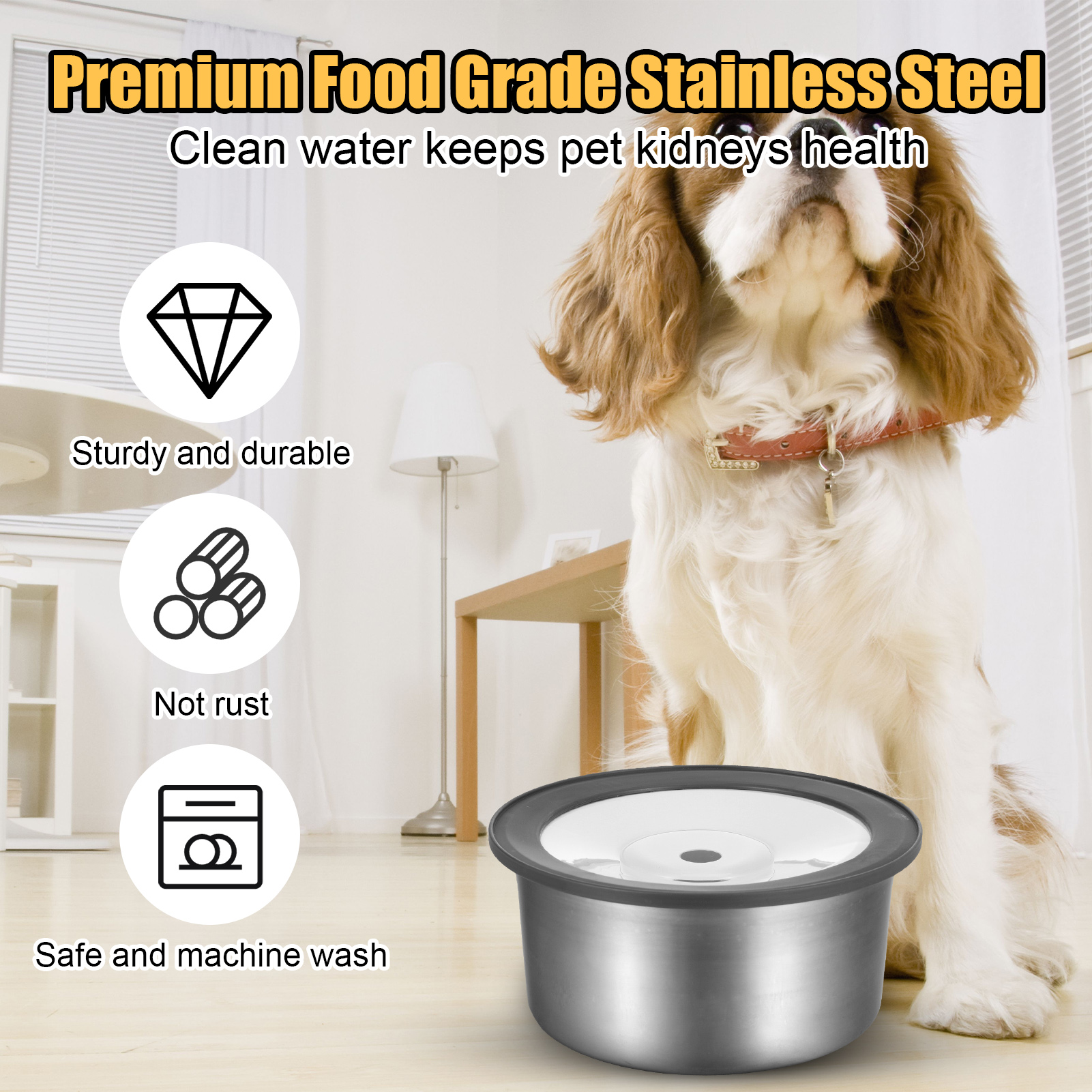 Qweryboo No Spill Stainless Steel Water Bowl photo 3