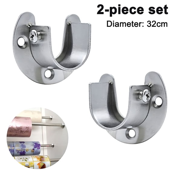 TELOLY 2026 New Hooks Bracket Shower Curtain Rod Bracket-2Pcs,2Pcs Heavy Duty Closet Rod End Supports U Shaped Flange Rod Holder with Screws for Wardrobe Bracket Shower Curtain Rod