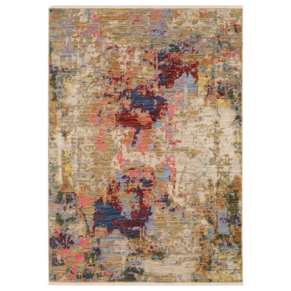 Oriental Weavers Soleri Wool Blend Area Rug - SOL06 - 5'3" x 7'6" - in Beige/ Multi - Modern Style, Wool Blend, Bedroom, Office Rug