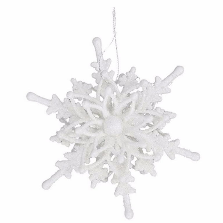 White Snowflakes - 3 D Snow Flake Ornaments - Bulk Pack of 96pcs  Shatterproof Plastic
