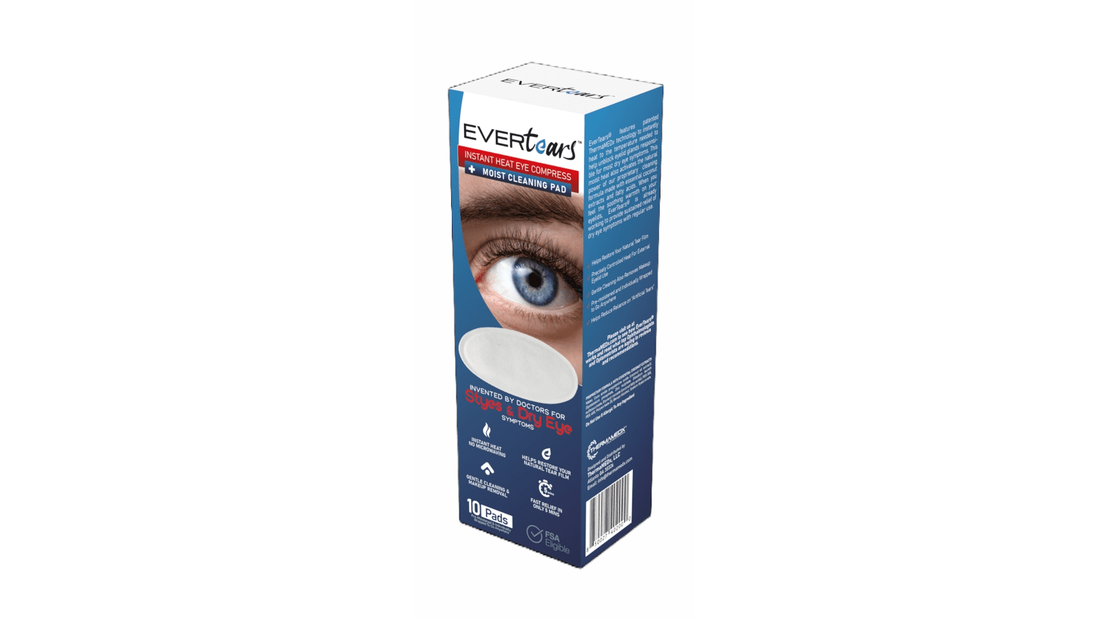 EverTears Dry Eye and Stye Relief Moist Heat, Warm Compress Helps with Added Hyaluronic Acid