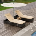 thumbnail image 2 of YUSAZENS Outdoor Rattan Lounge Chairs Set of 2, Adjustable Backrest, Durable Iron Frame for Sunbathing - Brown, 2 of 6