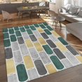 thumbnail image 4 of Modern Medieval Yellow Green Geometric Area Rugs, Abstract Nordic Art Home Decorative Rugs, Foldable Cozy Soft Living Room Decor Rug for Bedside Floor Living Room Study Room, 5x8ft, 4 of 7