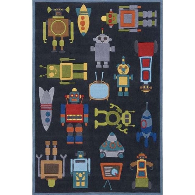 Momeni Lil Mo Whimsy 4' X 6' Contemporary Hand Tufted Rug in Steel Blue