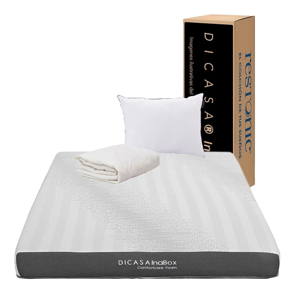 Colchón Queen Size Restonic Dicasa InaBox + Almohada One + Protector Ultra