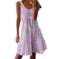 thumbnail image 2 of NSLGXD Sleeveless Tiered Short Dress for Women Casual Flowy A-Line Mini Dress Summer Beach Scoop Neck Flowy Boho Dress Pink Dress,Size S-2XL, 2 of 5