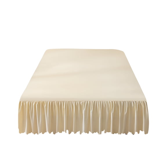 AUQ Solid Color Washed Cotton Bed Skirt-Drop Fitted Dust Ruffle with Non-Slip Gripper Edge | Queen Size,Hotel Luxury Style