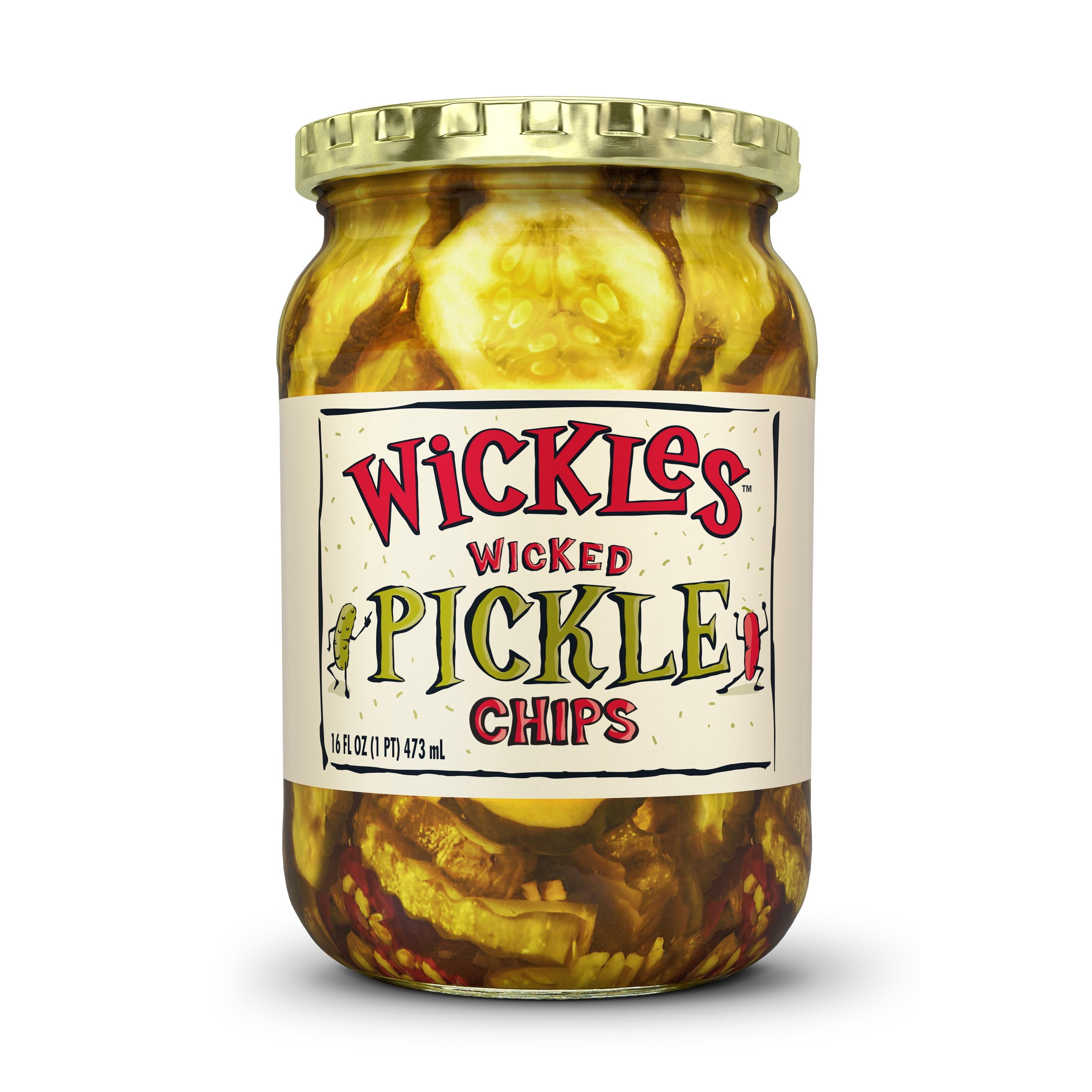 (6 pack) Wickles Wicked Pickle Chips, 16 fl oz Jar