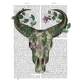 thumbnail image 3 of Fab Funky 12x14 Black Modern Framed Museum Art Print Titled - Cow Skull and Passion Flowers, 3 of 5