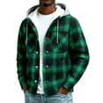 thumbnail image 2 of Xyxonk Shirts for Men Plaid Flannel Button Down Hoodie 2025 Big and Tall Fall Jackets with Pockets Work Long Sleeve Clothes,Green M, 2 of 4