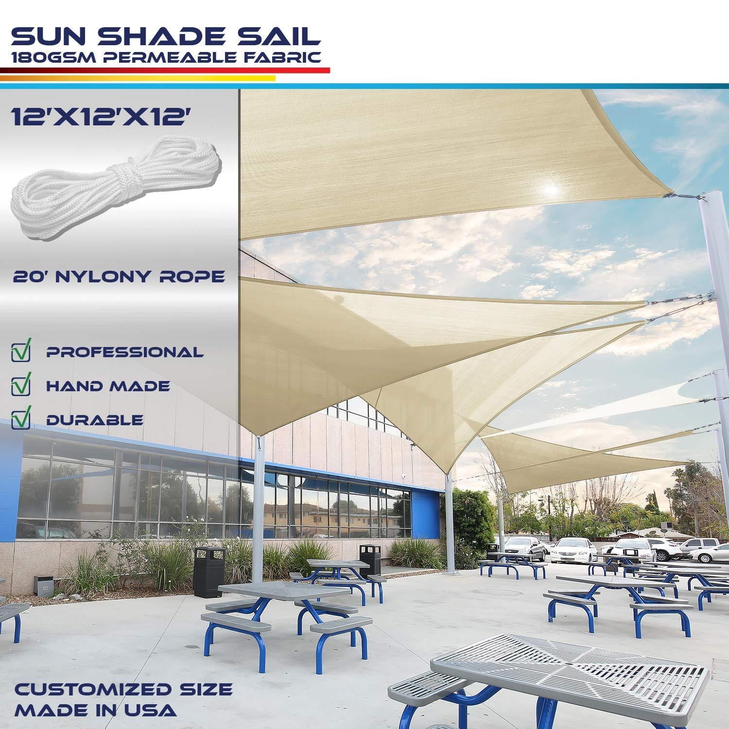 Windscreen4less 12' x 12' x 12' Sun Shade Sail UV Block Fabric Canopy