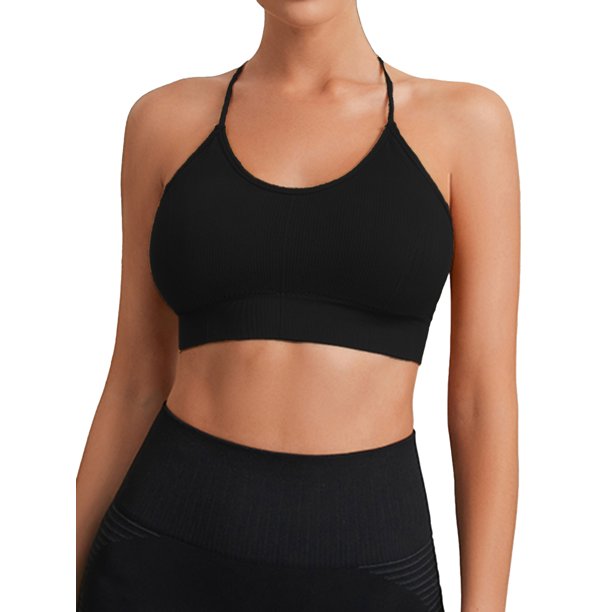 Lovito Women's Criss Cross Seamless Cut Out Sports Bras Removable Pads