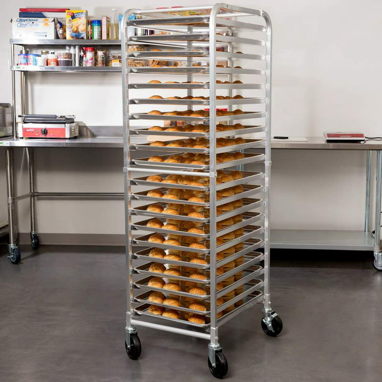 Excellante ALSPR020 20-Tier Pan Rack with 4 Casters 2 Locking, 2 Regular 20  1/4 x 26 x 69 1/4, Kockdown, NSF, Comes in Set