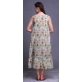 thumbnail image 3 of Bimba Light Steel Blue8 Floral Tomato & Peony Mid Calf Nightwear Ladies Cotton Printed Sleeveless Night Gown Maxi Dress X-Small, 3 of 6