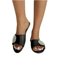 thumbnail image 4 of Women Sandals clearance for Juebong Women's Flat Sandals Fashion Slides With Soft Leather Slippers Slip On Sandals Slides Casual Peep Toe Beach for Summer Size, 4 of 5