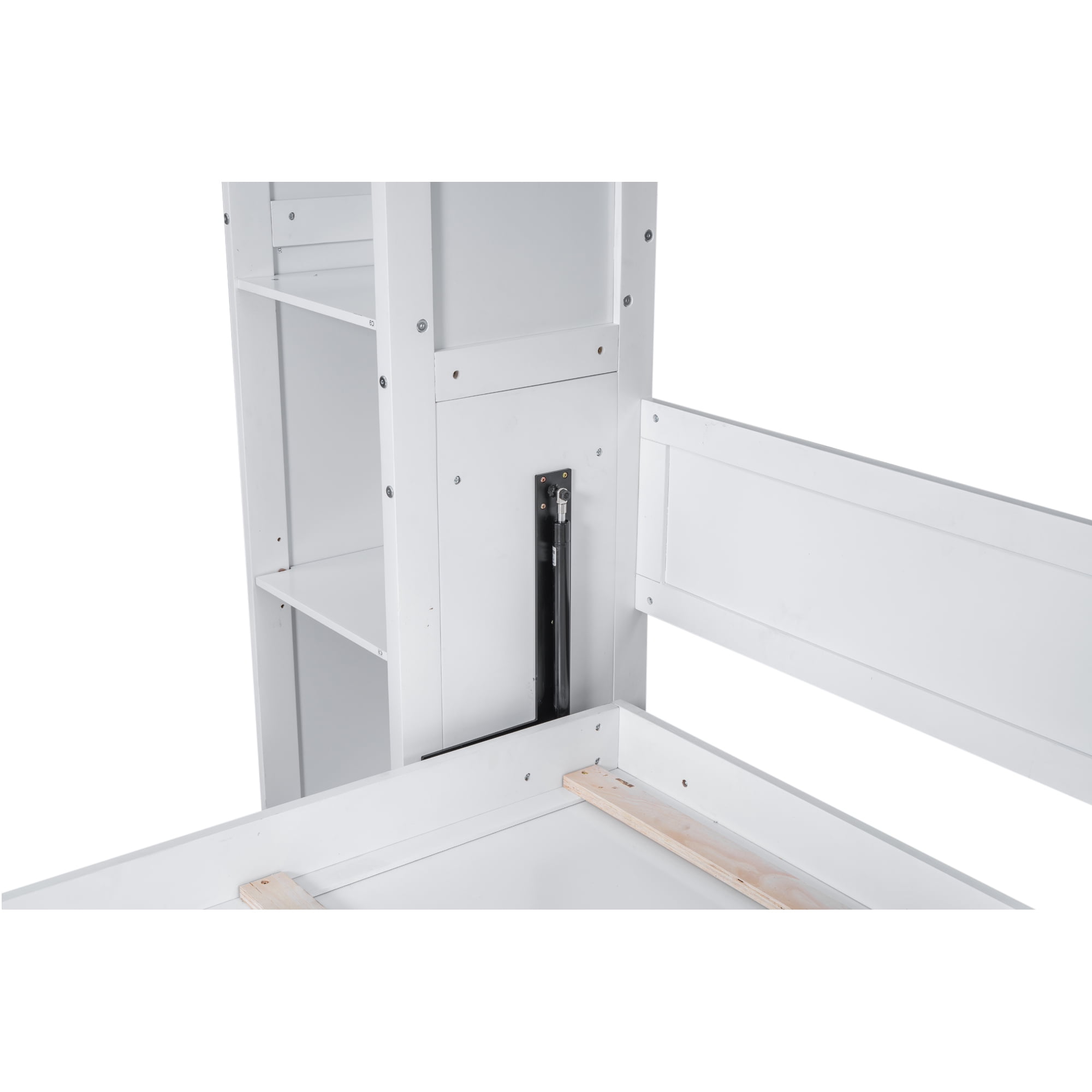 Noble House Queen Murphy Wall Bed with Shelves & LED Lights,White