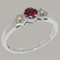 thumbnail image 2 of LBG British Made 14k White Gold Pink Tourmaline & Cultured Pearl ring Womens Anniversary Ring - 33 size options - Size 11.75, 2 of 7