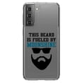 thumbnail image 1 of DistinctInk Clear Shockproof Hybrid Case for Galaxy S21 5G (6.2" Screen) - TPU Bumper Acrylic Back Tempered Glass Screen Protector - This Beard is Fueled by Moonshine, 1 of 2