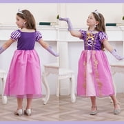 Jurebecia Girls Princess Costume, Floral Puffy Dress for Halloween Cosplay, Kids Birthday Party Dress with Accessories 6(4-5Years)