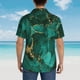 thumbnail image 4 of Balery Green Gold Glitter Camisas hawaianas de manga corta para hombre, camisas playeras de corte holgado, camisas de vacaciones con botones,Small, 4 of 7
