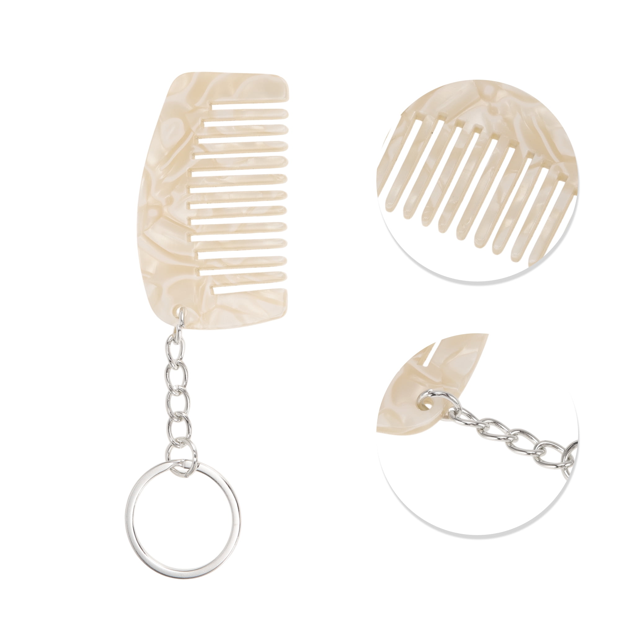 Unique Bargains 1 Pc Durable Mini Keychain Hair Comb for All Hair Types Styles Beige