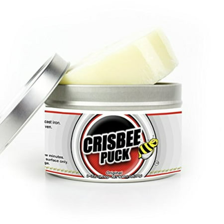 Crisbee Puck Tin Original Cast Iron Seasoning Oil & Conditioner - Plant Based Oils With (Best Cast Iron Seasoning)